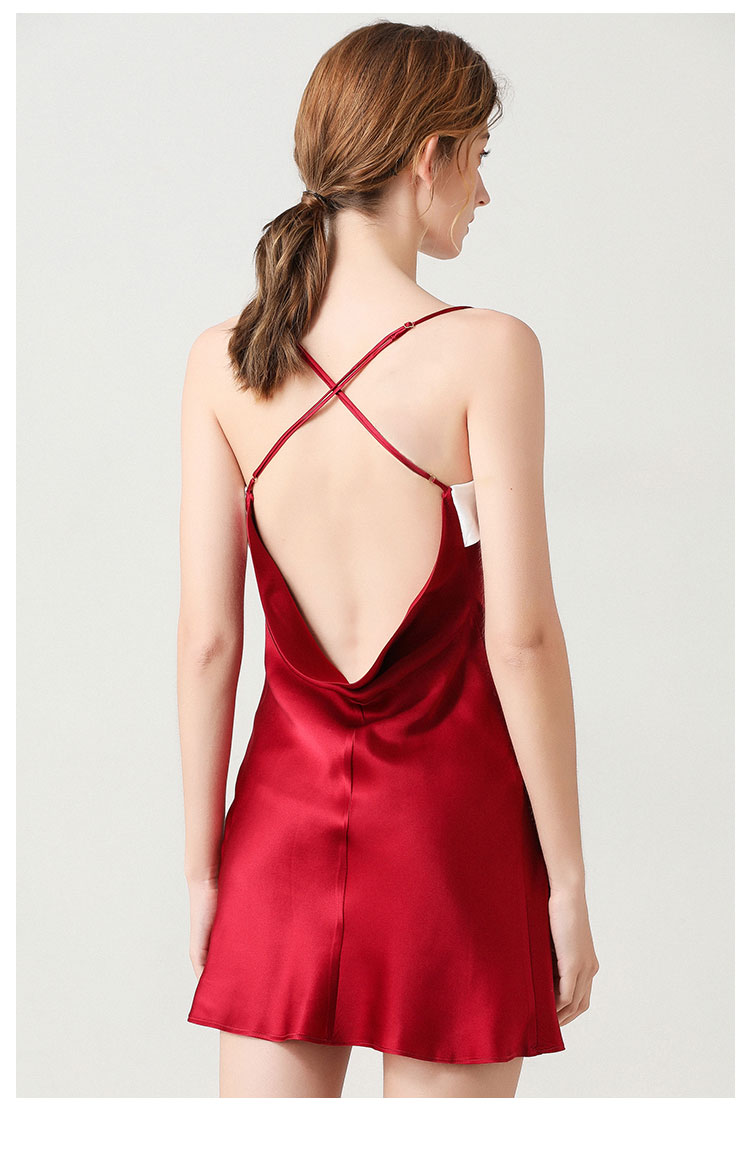 Personalisierte 100% Maulbeerseide Charmeuse Short Red Slip Cami Kleid Braut Großhandel