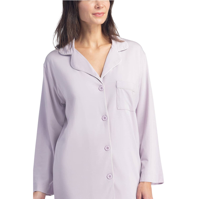 Custom Lable Damen Plus Size Bambus Nachtwäsche Langarm Pyjama Set für Damen
