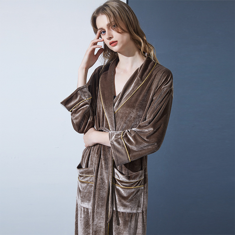 Großhandel Seidensamt Kimono Robe Weicher Wärme Bademantel für Frauen