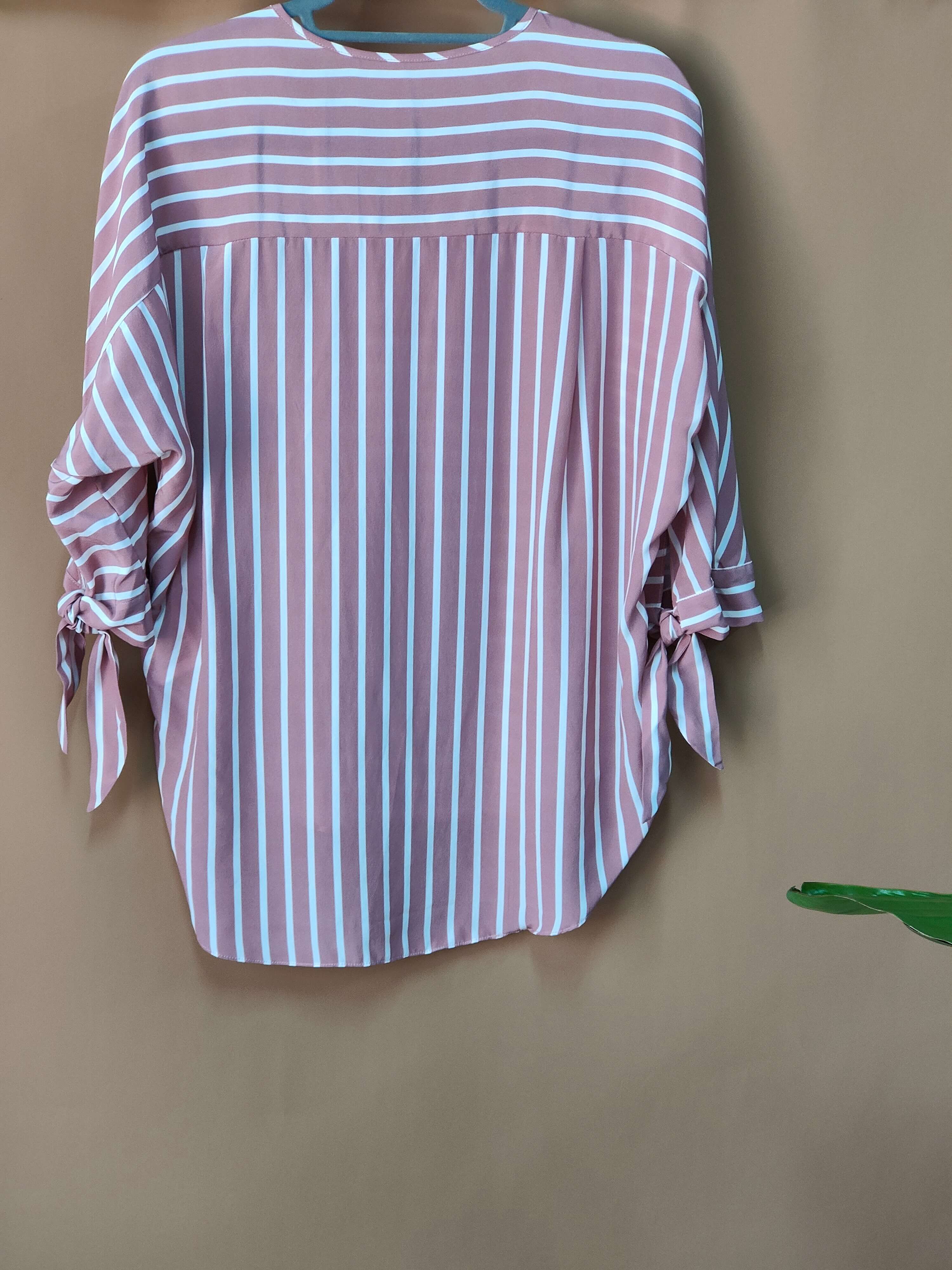 Private Label Plus Size Pink Striped 100 Silk Shirt Top Bluse in loser Schüttung