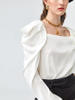 Großhandel weiße Quadrathals -Seidenbluse Lang Ärmel für Frauen vom Kleidungshersteller 