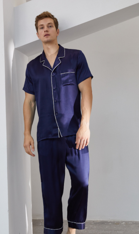 Personalisiertes Pyjama-Set aus 100 % Seide für Männer
